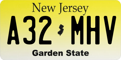 NJ license plate A32MHV