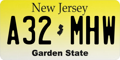 NJ license plate A32MHW