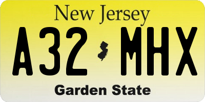 NJ license plate A32MHX