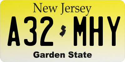 NJ license plate A32MHY