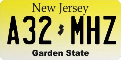 NJ license plate A32MHZ