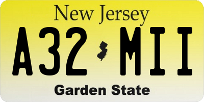 NJ license plate A32MII