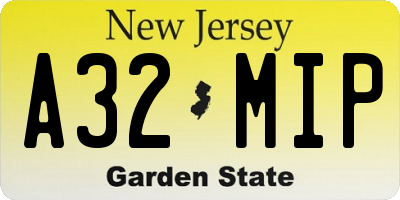 NJ license plate A32MIP