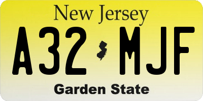 NJ license plate A32MJF