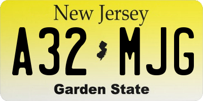 NJ license plate A32MJG