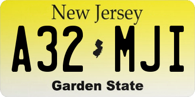 NJ license plate A32MJI