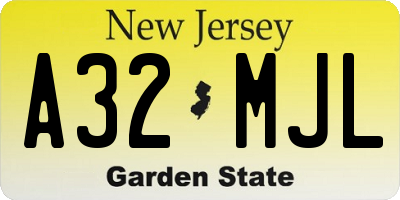 NJ license plate A32MJL