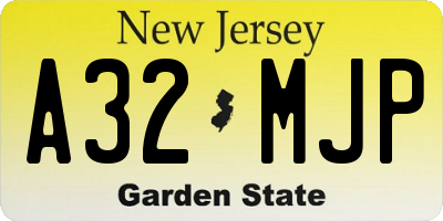 NJ license plate A32MJP