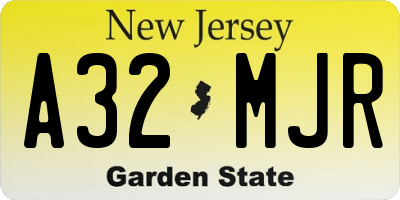 NJ license plate A32MJR