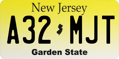 NJ license plate A32MJT