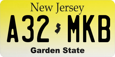 NJ license plate A32MKB
