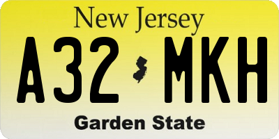 NJ license plate A32MKH