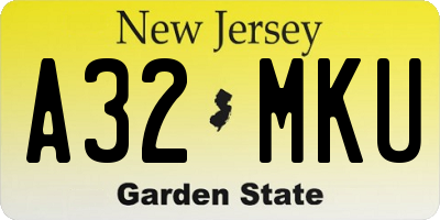 NJ license plate A32MKU
