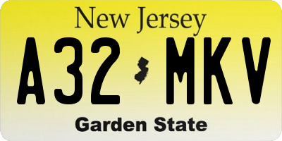 NJ license plate A32MKV