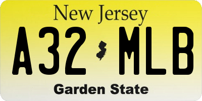 NJ license plate A32MLB