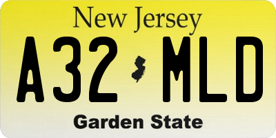 NJ license plate A32MLD