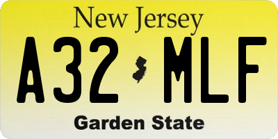NJ license plate A32MLF