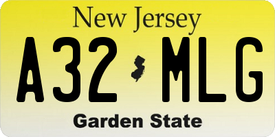 NJ license plate A32MLG
