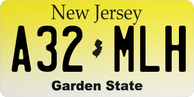 NJ license plate A32MLH