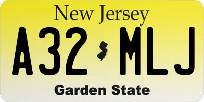 NJ license plate A32MLJ