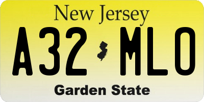 NJ license plate A32MLO