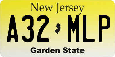 NJ license plate A32MLP