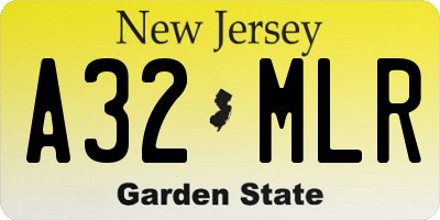 NJ license plate A32MLR