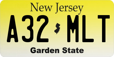 NJ license plate A32MLT