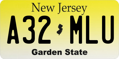 NJ license plate A32MLU