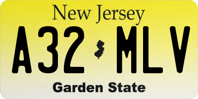 NJ license plate A32MLV