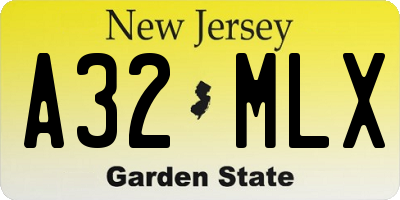 NJ license plate A32MLX