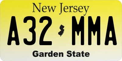 NJ license plate A32MMA