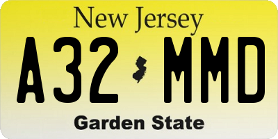 NJ license plate A32MMD