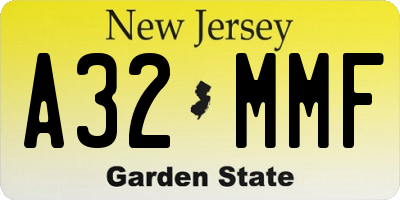 NJ license plate A32MMF