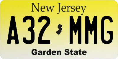 NJ license plate A32MMG