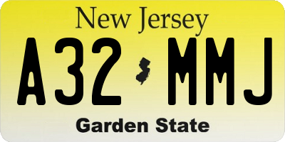 NJ license plate A32MMJ
