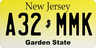NJ license plate A32MMK