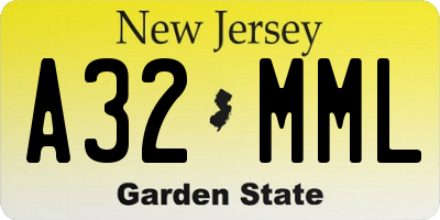 NJ license plate A32MML
