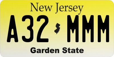 NJ license plate A32MMM