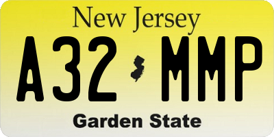 NJ license plate A32MMP