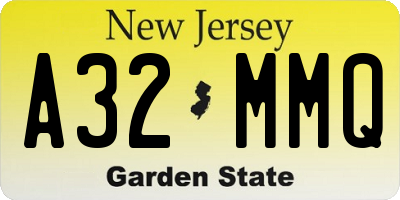 NJ license plate A32MMQ