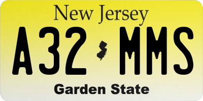 NJ license plate A32MMS