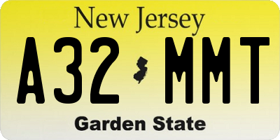 NJ license plate A32MMT