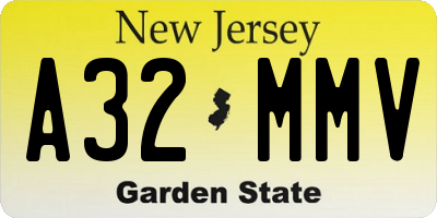 NJ license plate A32MMV