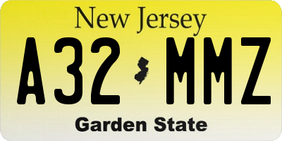 NJ license plate A32MMZ
