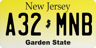 NJ license plate A32MNB