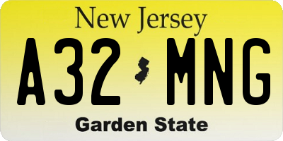 NJ license plate A32MNG