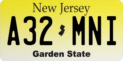 NJ license plate A32MNI