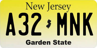 NJ license plate A32MNK