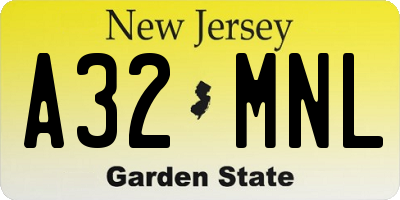 NJ license plate A32MNL